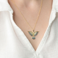 Firuze Taşlı Altın Anka Kuşu Kolye AK88