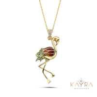 Flamingo Mineli  Altın Kolye AK20