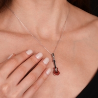 Gitar Mineli Beyaz Altın Kolye MZ16