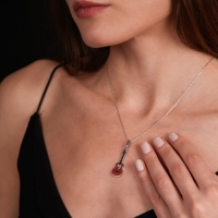 Gitar Mineli Beyaz Altın Kolye MZ16