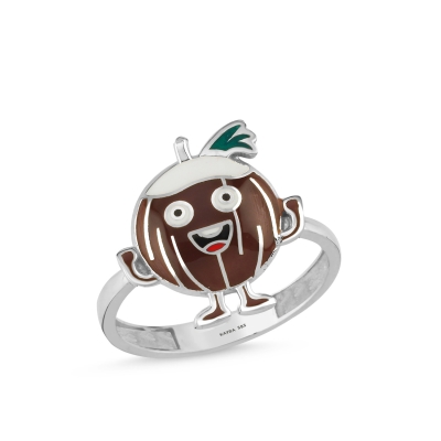 Hindistan Cevizi Özel Tasarım Beyaz Altın Yüzük OD588