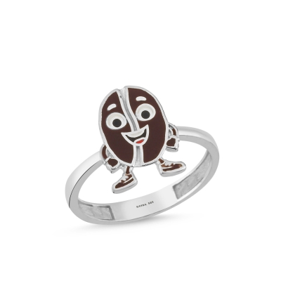 Kahve Özel Tasarım Beyaz Altın Yüzük OD602