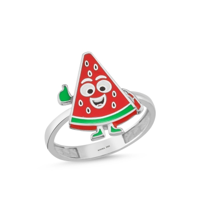 Karpuz Özel Tasarım Beyaz Altın Yüzük OD614