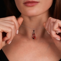 Keman Mineli Beyaz Altın Kolye MZ30