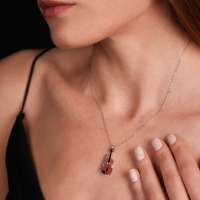 Keman Mineli Beyaz Altın Kolye Ucu YG29