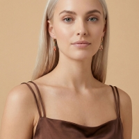 Kırmızı Biber Özel Tasarım Altın Küpe 117