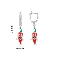 Kırmızı Biber Özel Tasarım Beyaz Altın Küpe BK118