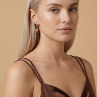 Kırmızı Elma Özel Tasarım Altın Küpe K161