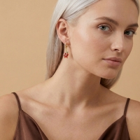 Kırmızı Elma Özel Tasarım Altın Küpe K161