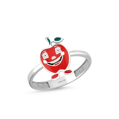 Kırmızı Elma Özel Tasarım Altın Yüzük YNM562