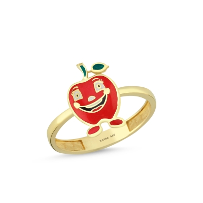 Kırmızı Elma Özel Tsarım Altın Yüzük Y561