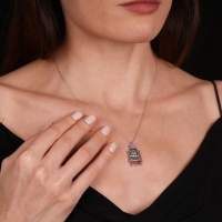 Ksilofon Mineli Beyaz Altın Kolye MZ36