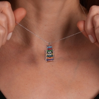 Ksilofon Mineli Beyaz Altın Kolye MZ36