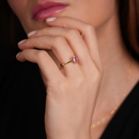 Kunzit Damla Taşlı Altın  Yüzük YZ15