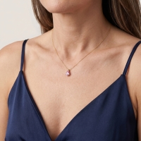 Kunzit Damla Taşlı Altın Kolye AKM12