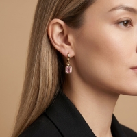 Kunzit Pembe Taşlı Altın Küpe AHK03