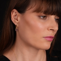 Kunzit Pembe Taşlı Altın Küpe AHK03