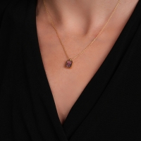 Kunzit Taşlı Altın Kolye AKM03