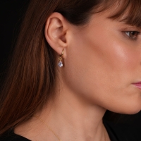 Kuvars Damla Taşlı Altın Küpe AHK20