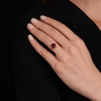 Lal Taşlı Altın Yüzük YZ09