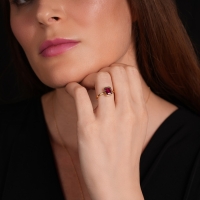 Lal Taşlı Altın Yüzük YZ09