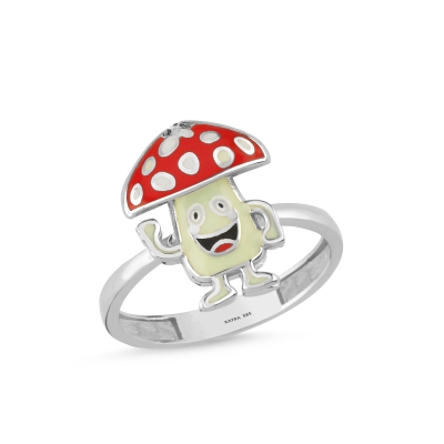 Mantar Özel Tasarım Beyaz Altın Yüzük GF514