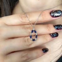 Markiz Safir ve Pırlanta Taşlı Kolye PÇK13