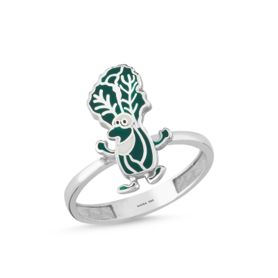 Marul Özel Tasarım Beyaz Altın Yüzük DR532