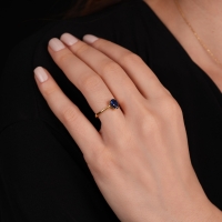 Mavi Damla Taşlı Altın Yüzük YZ17