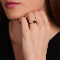 Mavi Damla Taşlı Altın Yüzük YZ17