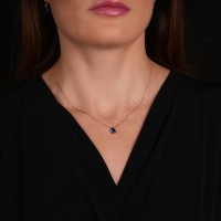 Mavi Topaz  Damla Taşlı Altın Kolye AKM14