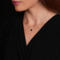 Mavi Topaz  Damla Taşlı Altın Kolye AKM14