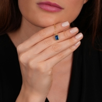 Mavi Topaz Taşlı Altın Kolye AKM07