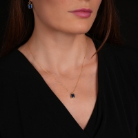 Mavi Topaz Taşlı Altın Kolye AKM07