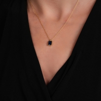 Mavi Topaz Taşlı Altın Kolye AKM07