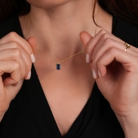 Mavi Topaz Taşlı Altın Kolye AKM07