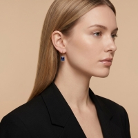 Mavi Topaz Taşlı Altın Küpe AHK07