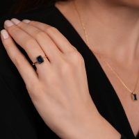 Mavi Topaz Taşlı Altın Takım TKM07