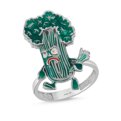 Maydanoz Özel Tasarım Beyaz Altın Yüzük OD624