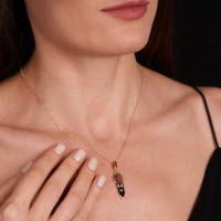 Mikrofon Mineli Altın Kolye MZK5