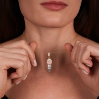 Mikrofon Mineli Altın Kolye MZK5