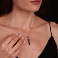 Mikrofon Mineli Beyaz Altın Kolye MZK6