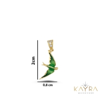 Minimal Mineli Kırlangıç Altın Kolye Ucu AH62