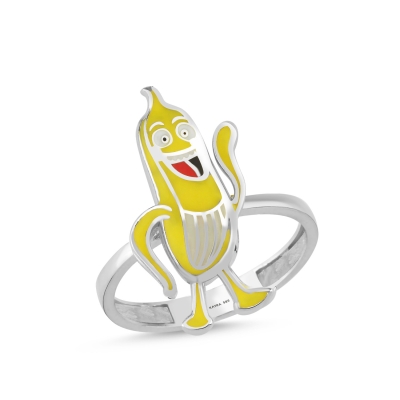 Muz Özel Tasarım Beyaz Altın Yüzük OD572