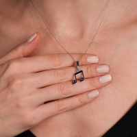 Nota Mineli Beyaz Altın Kolye MZK4