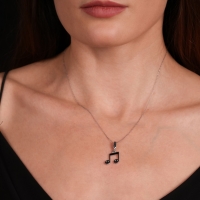 Nota Mineli Beyaz Altın Kolye Ucu DY3