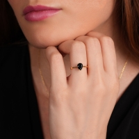 Oniks Damla Taşlı Altın Yüzük YZ21