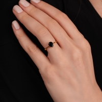 Oniks Damla Taşlı Altın Yüzük YZ21