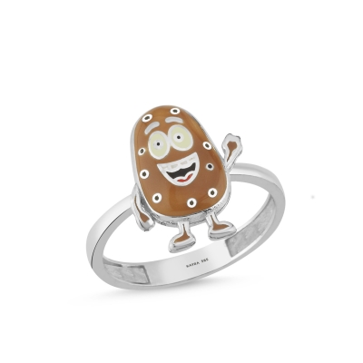 Patates Özel Tasarım Beyaz Altın Yüzük YGBN564