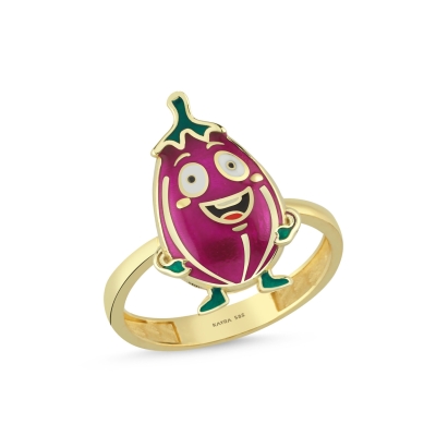 Patlıcan Özel Tasarım Altın Yüzük Y597